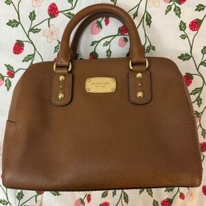 SOLD Michael Kors Dome Saffiano Leather Zip Satchel Bag in Acorn